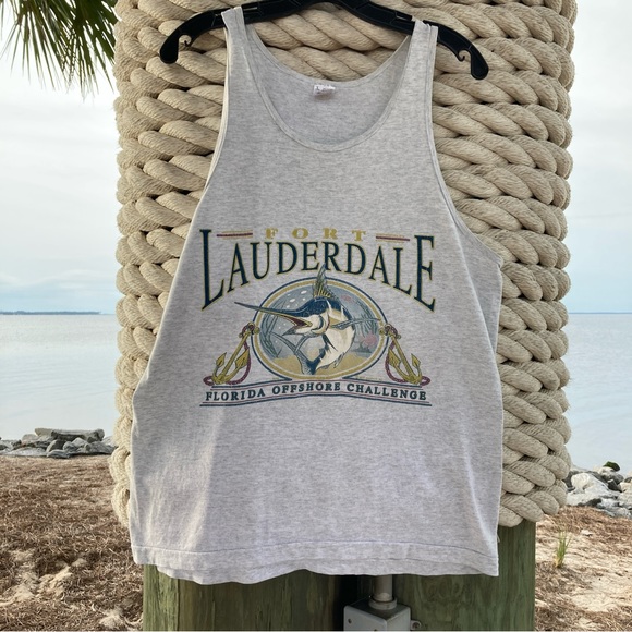 Vintage 90s Fort Lauderdale Florida Offshore Aquatic Single Stitch FOTL Tank Top - Picture 2 of 6
